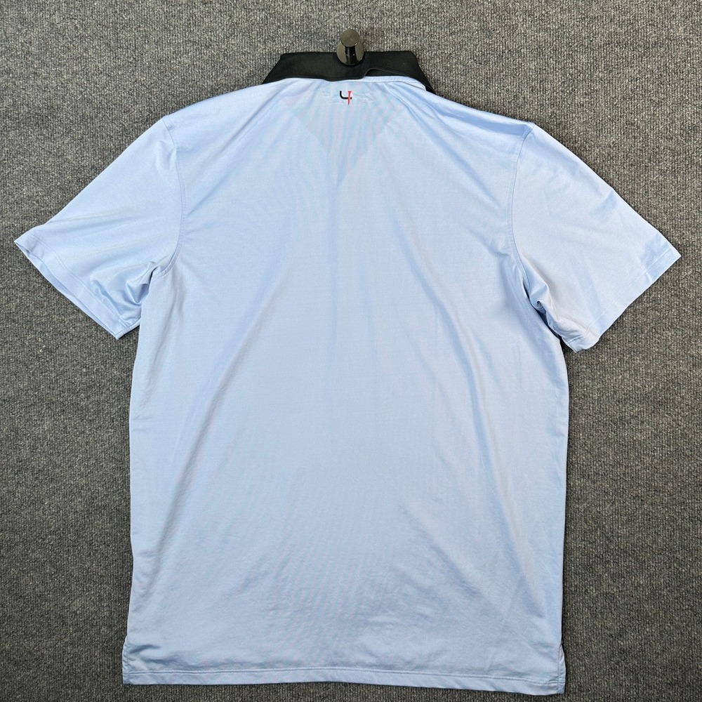 Short Par 4 by Greyson Mens Golf Polo Shirt Blue Black Collar Size Large Stretch - Picture 6 of 7